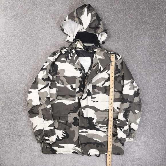 Rothco Ultra Force Urban Camouflage Snow Small Long Sleeve Zip Snap Hood Jacket - Picture 3 of 13